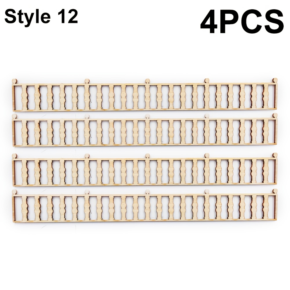 4pcs Wooden Garden Fence Model Kits, Handmade Architecture Set